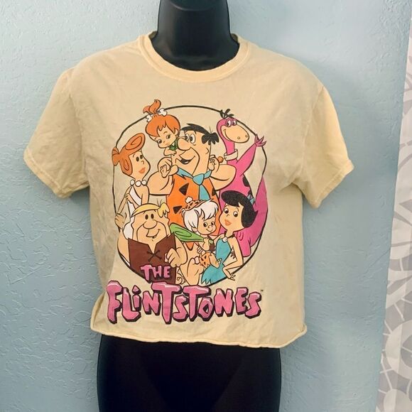 The Flintstones Yellow Graphic Cropped T-shirt Size Small - Picture 1 of 6